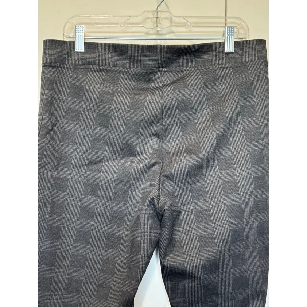 Women's Calvin Klein L Dark Grey Plaid stretch pull on pants